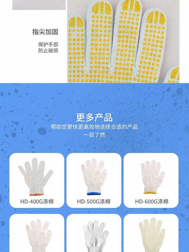 漢盾??720G黃點(diǎn)雙面點(diǎn)塑滌棉7針紗線點(diǎn)塑手套