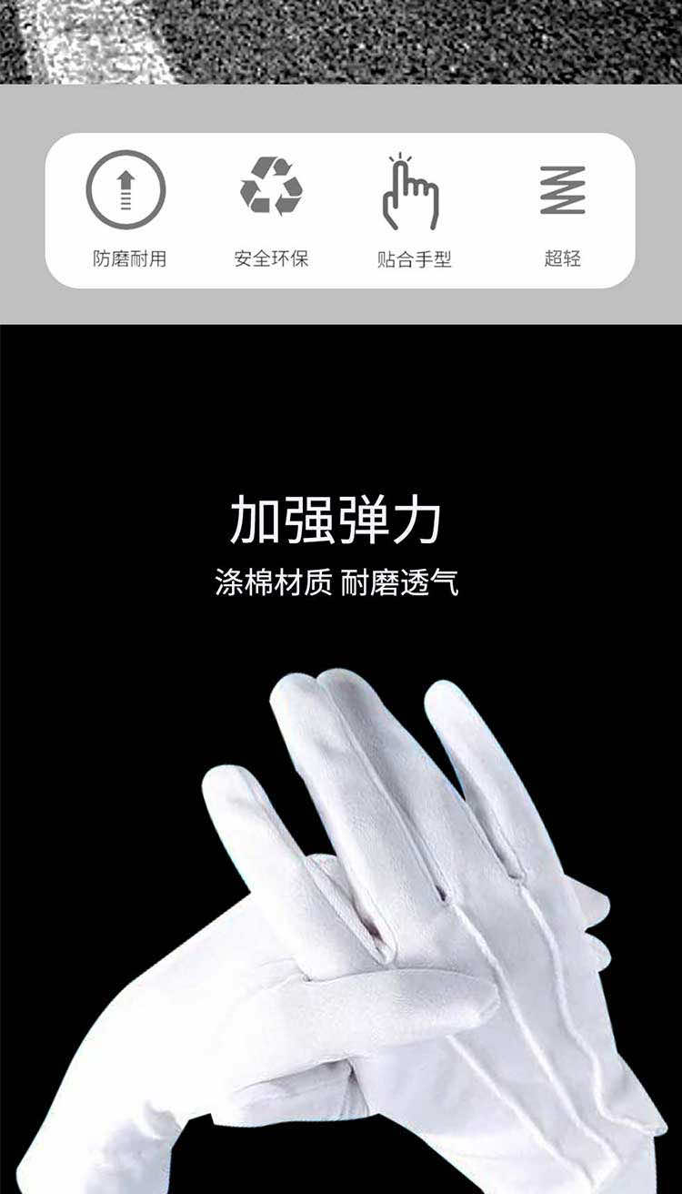 漢盾勞保用品 GP5504 滌棉22g 背三筋白色禮儀手套