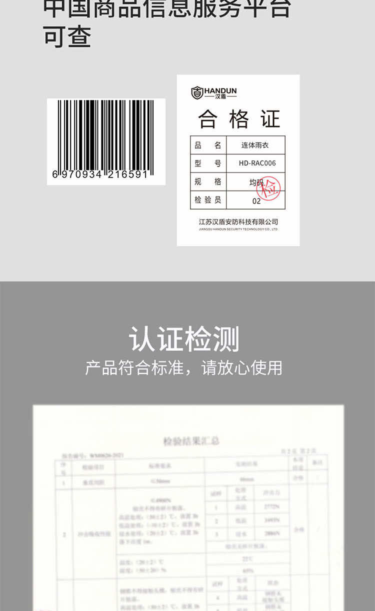 漢盾勞保批發(fā) RAC006 帶反光條單層連體雨衣 拉鏈款