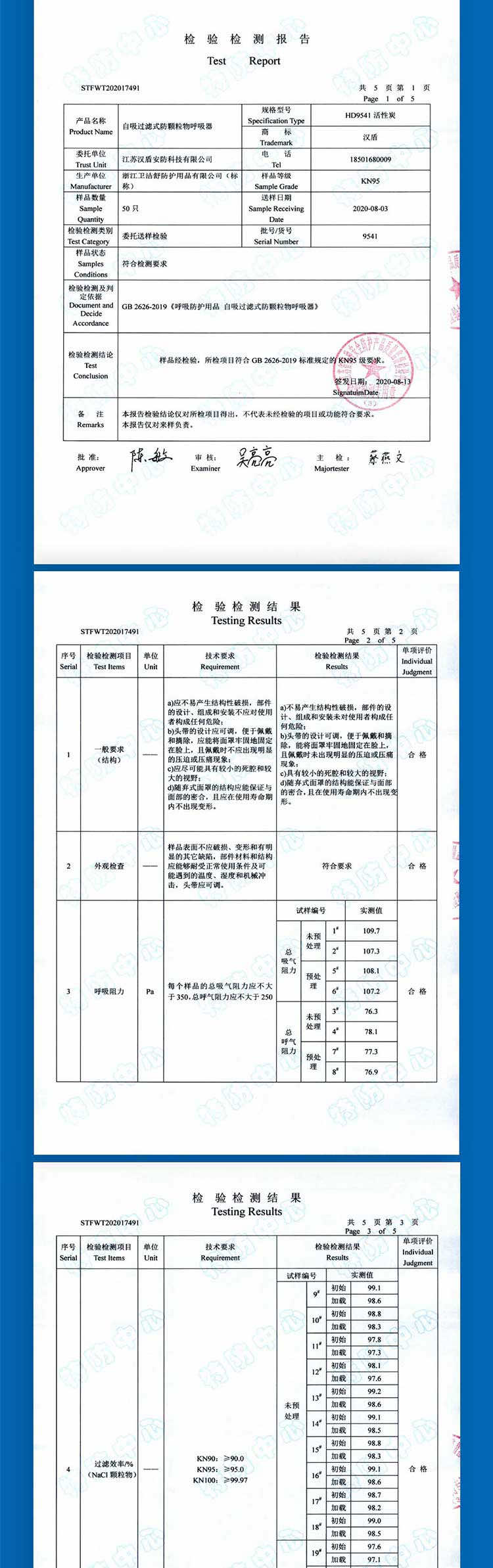 漢盾勞保用品 HD9541 KN95活性炭口罩（耳帶式，獨(dú)立裝）